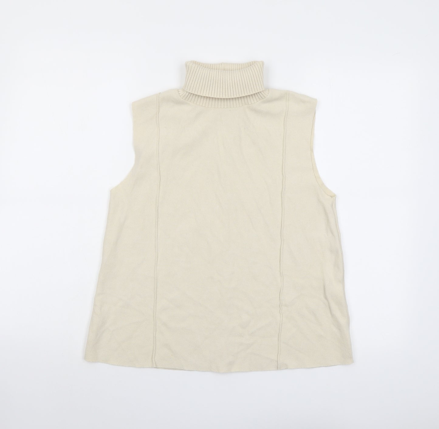 Zara Womens Beige Roll Neck Polyester Pullover Jumper Size M
