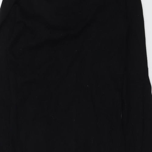Warehouse Womens Black Viscose Jumper Dress Size 12 Roll Neck Pullover
