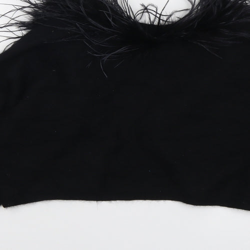 RJR.John Rocha Womens Black V-Neck Nylon Cardigan Jumper Size 14 - Feather detail