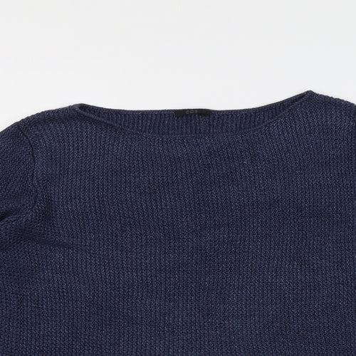 COS Womens Blue Round Neck Linen Pullover Jumper Size L