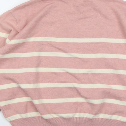 By Clara Womens Pink High Neck Striped Viscose Pullover Jumper Size S
