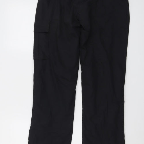 Mountain Warehouse Womens Black Polyester Rain Trousers Trousers Size 6 L30 in Regular Button