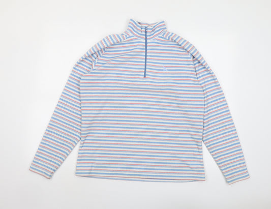 Hawkshead Womens Blue Striped Polyester Pullover Sweatshirt Size 14 Zip