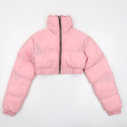 PRETTYLITTLETHING Womens Pink Puffer Jacket Jacket Size S Zip