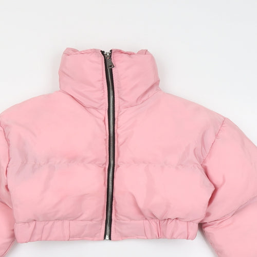 PRETTYLITTLETHING Womens Pink Puffer Jacket Jacket Size S Zip