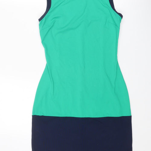 Cynthia Rowley Womens Green Geometric Nylon Shift Size XS Round Neck Pullover