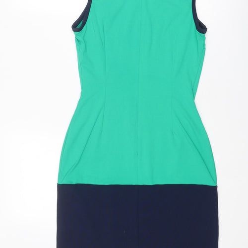 Cynthia Rowley Womens Green Geometric Nylon Shift Size XS Round Neck Pullover