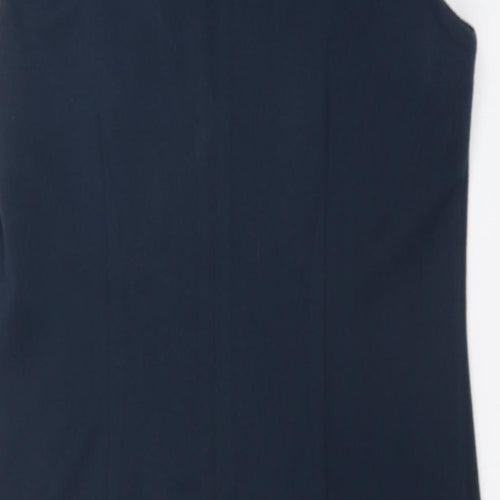 Simon Jefferey Womens Blue Geometric Polyester Shift Size 14 Square Neck Zip