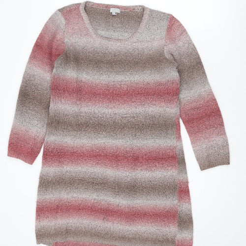 BNK Womens Multicoloured Round Neck Striped Acrylic Pullover Jumper Size 12