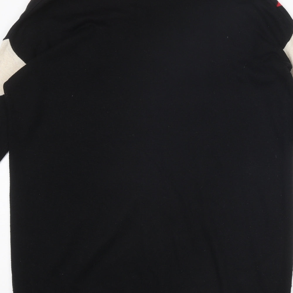 Wallis Womens Black Round Neck Geometric Acrylic Pullover Jumper Size M