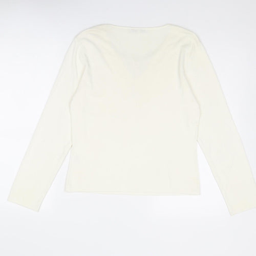 Klass Womens Ivory V-Neck Viscose Pullover Jumper Size L