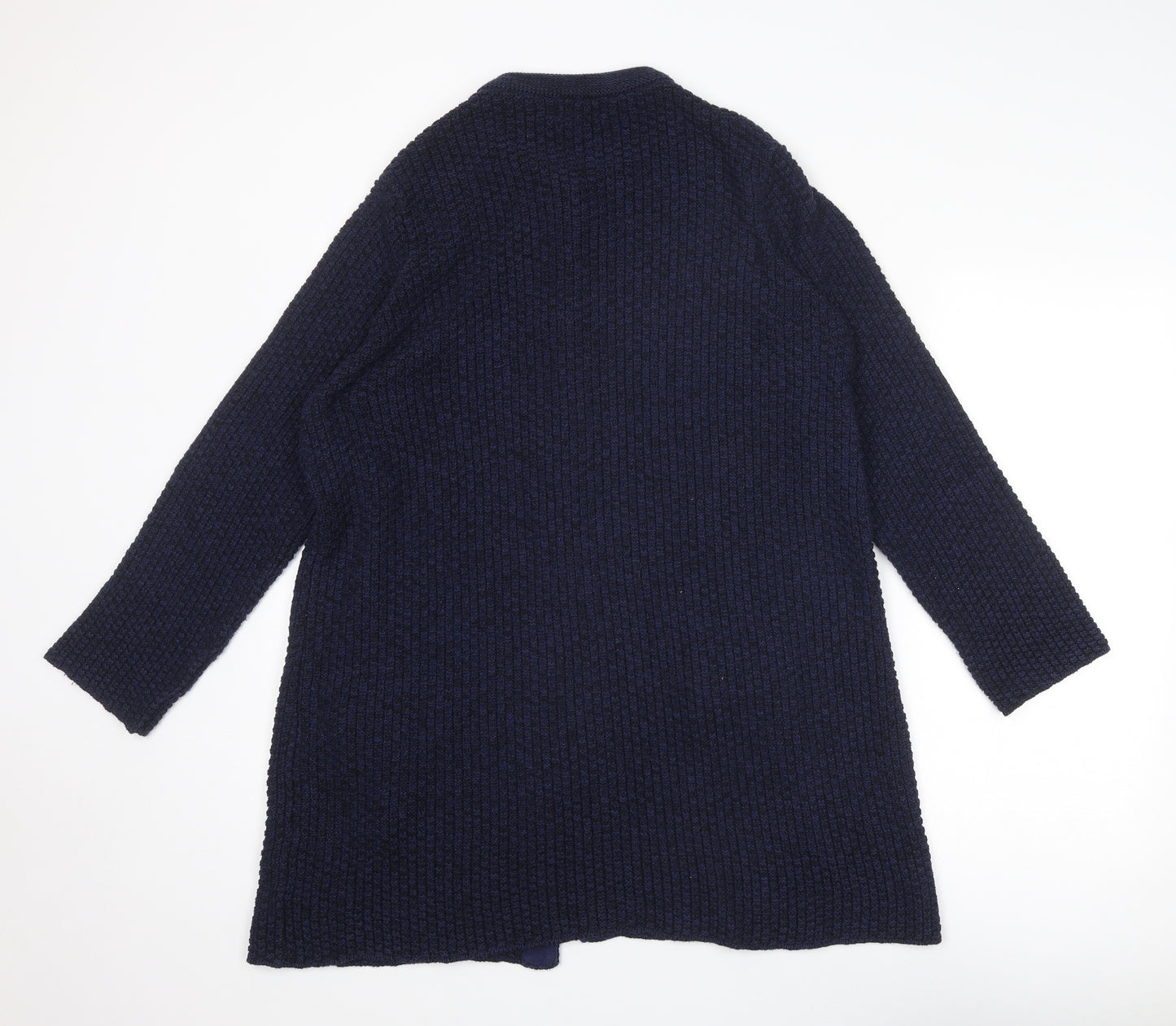 Serenity by Indiska Womens Blue Round Neck Cotton Cardigan Jumper Size L
