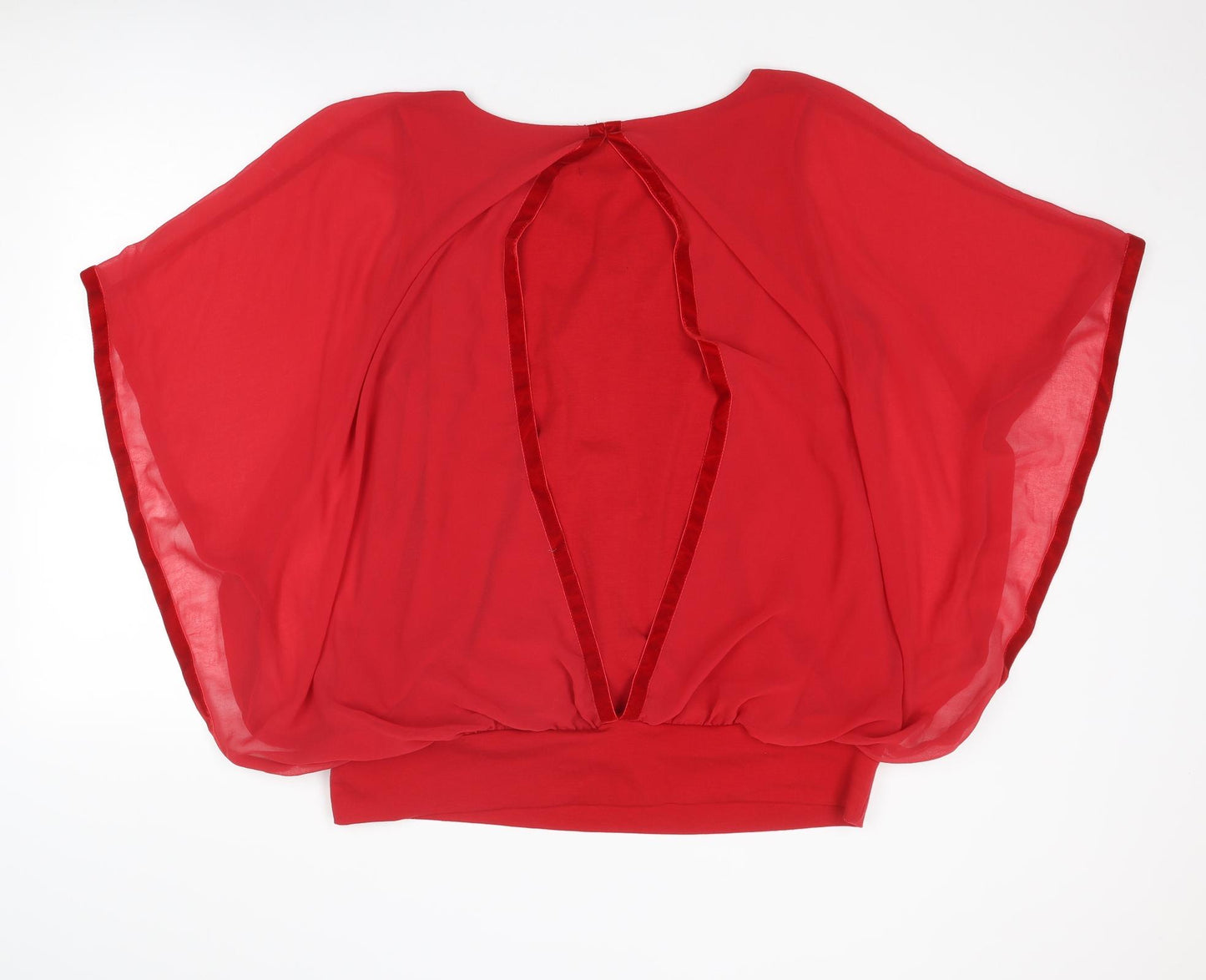 Live Unlimited Womens Red Polyester Basic Blouse Size 22 V-Neck - Batwing Sleeves Open Back
