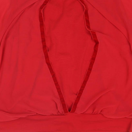 Live Unlimited Womens Red Polyester Basic Blouse Size 22 V-Neck - Batwing Sleeves Open Back