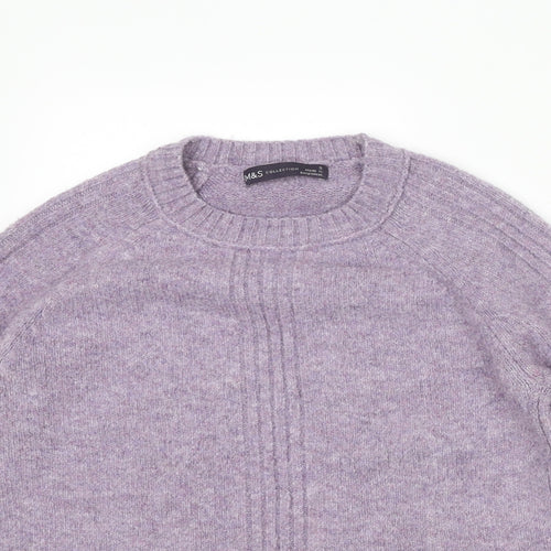Marks and Spencer Womens Purple Round Neck Acrylic Pullover Jumper Size S