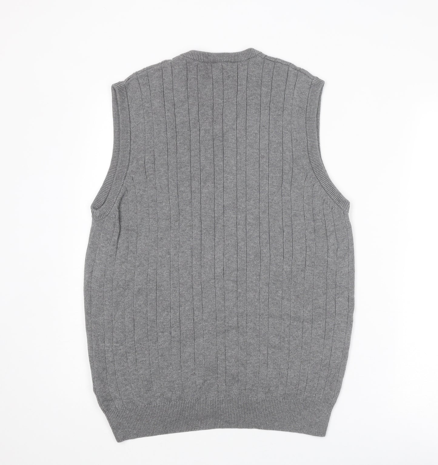 Marks and Spencer Mens Grey V-Neck Cotton Vest Jumper Size M Sleeveless