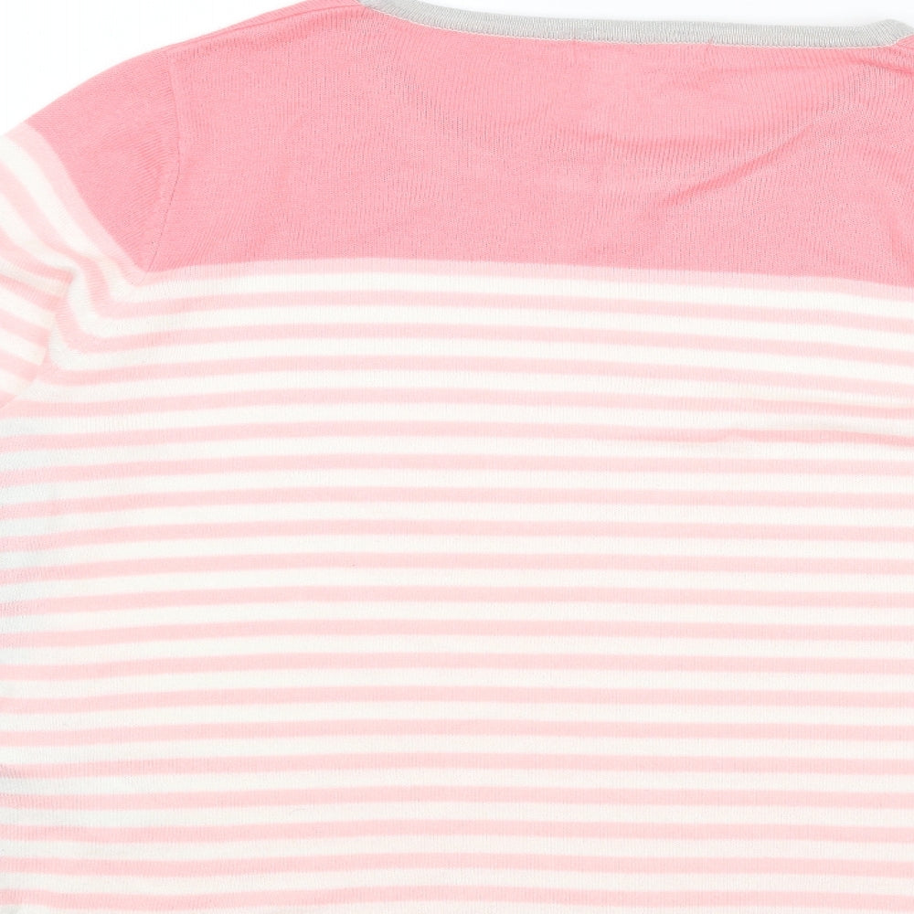 Julipa Womens Pink Round Neck Striped Acrylic Pullover Jumper Size 12 - Size 12-14