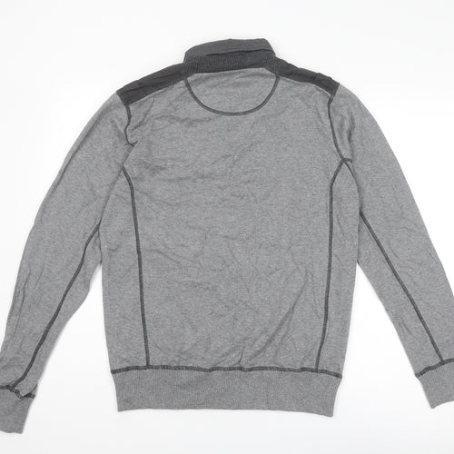 NEXT Mens Grey Collared Cotton Pullover Jumper Size M Long Sleeve - Shirt Insert