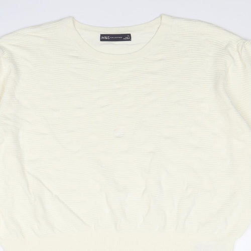 Marks and Spencer Womens Ivory Round Neck Viscose Pullover Jumper Size XL
