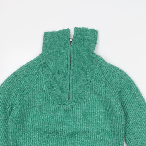 Marks and Spencer Womens Green High Neck Acrylic Pullover Jumper Size XS