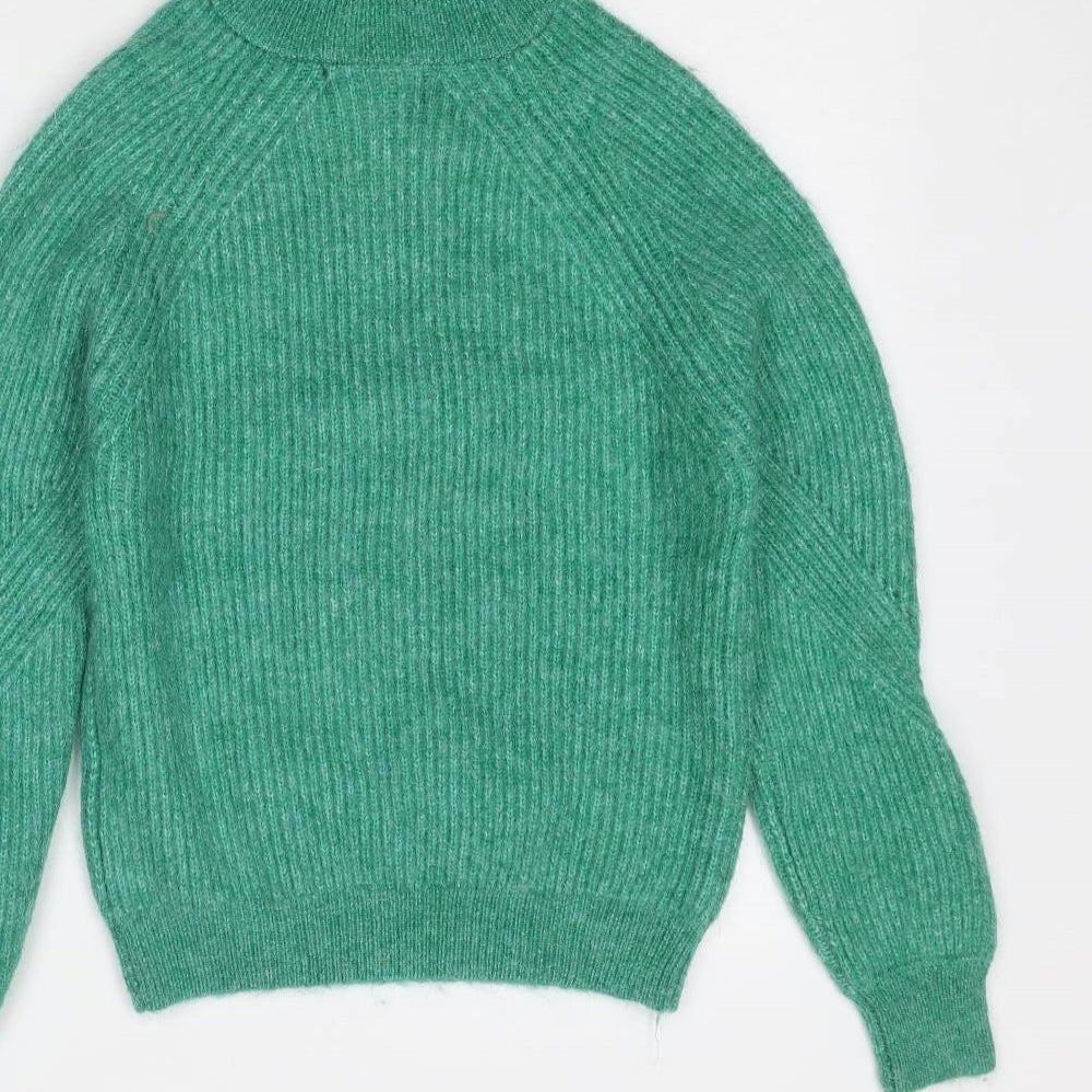 Marks and Spencer Womens Green High Neck Acrylic Pullover Jumper Size XS