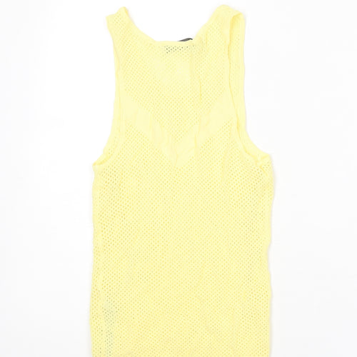 Zara Womens Yellow Round Neck Viscose Vest Jumper Size S