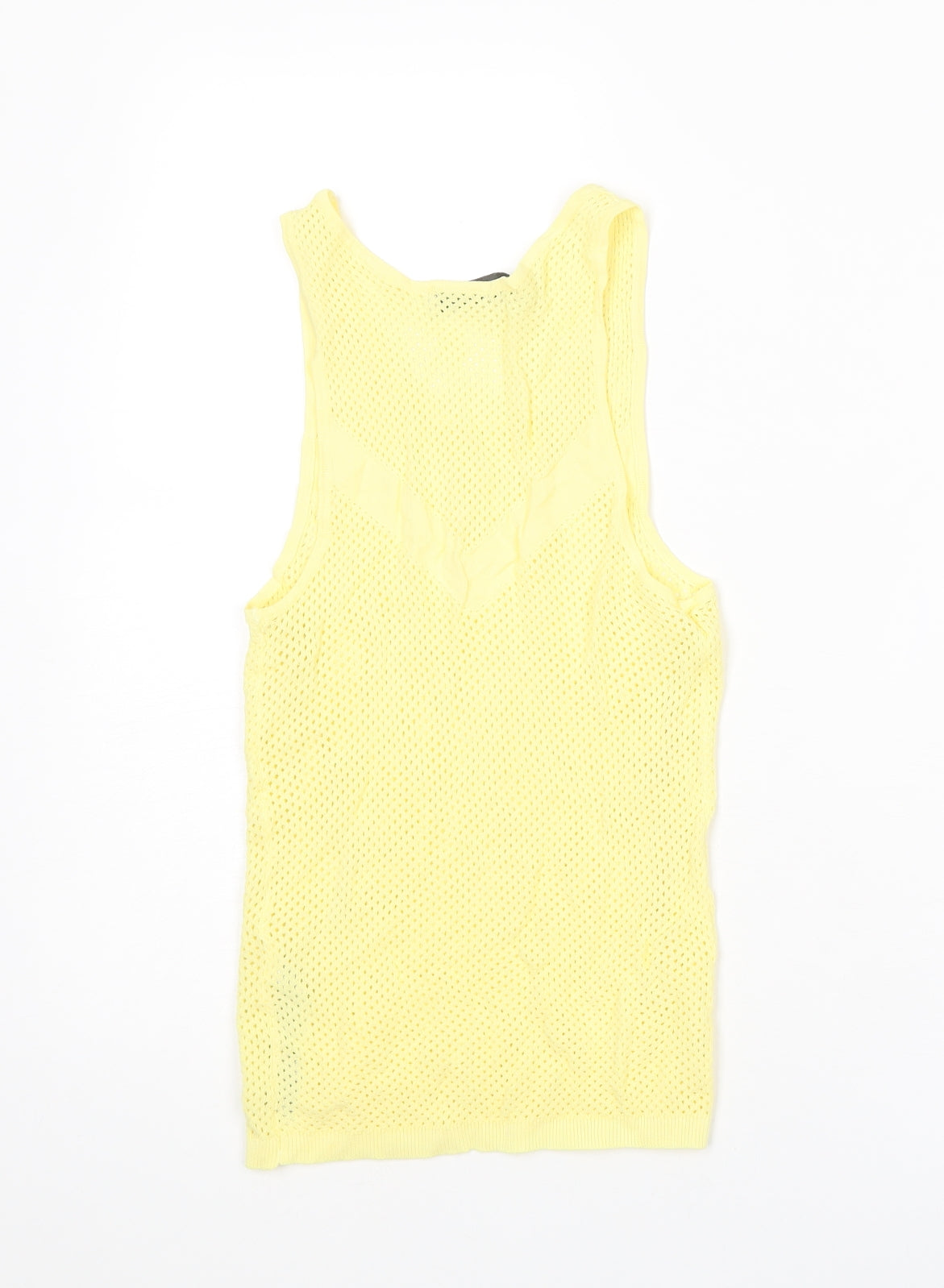 Zara Womens Yellow Round Neck Viscose Vest Jumper Size S