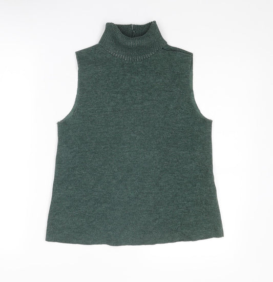 Zara Womens Green Roll Neck Cotton Vest Jumper Size S