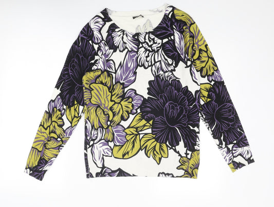 Klass Womens Multicoloured Round Neck Floral Viscose Pullover Jumper Size M