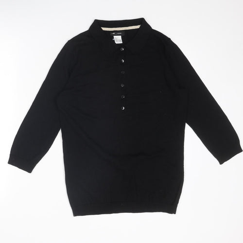 La Redoute Womens Black Collared Cotton Pullover Jumper Size 10 - Size 10-12