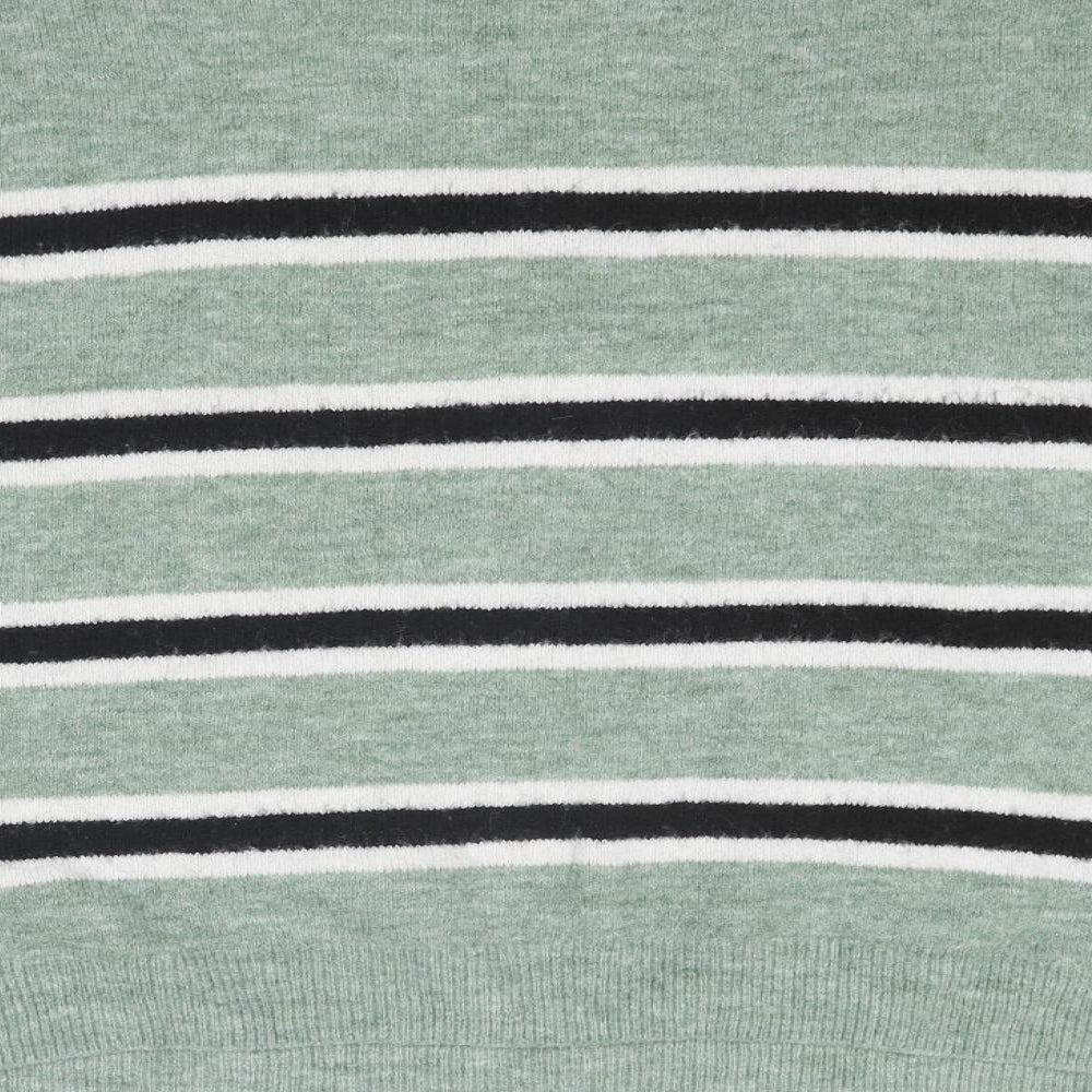 H&M Womens Green Round Neck Striped Acrylic Pullover Jumper Size L