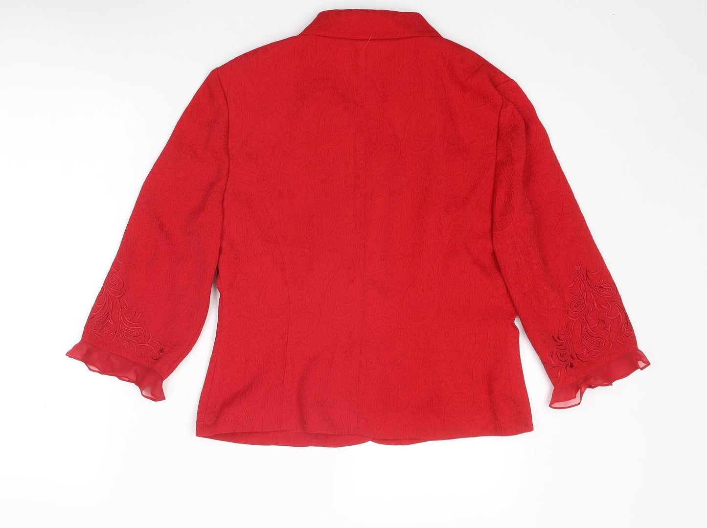 Plaza South Womens Red Jacket Blazer Size 8 Button - Textured