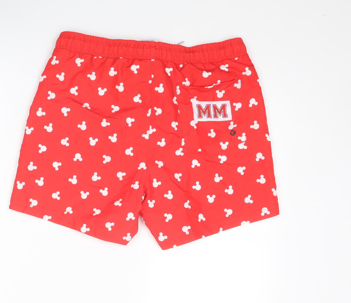 Disney Mens Red Geometric Polyester Bermuda Shorts Size M Regular Drawstring - Mickey Mouse Swim Shorts