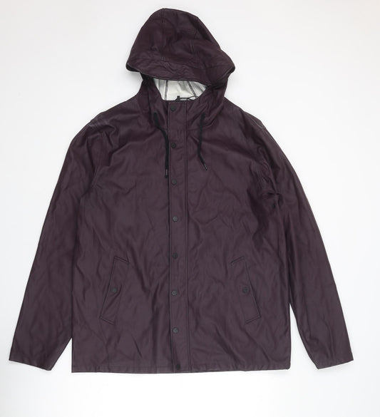 New Look Mens Purple Rain Coat Coat Size L Zip