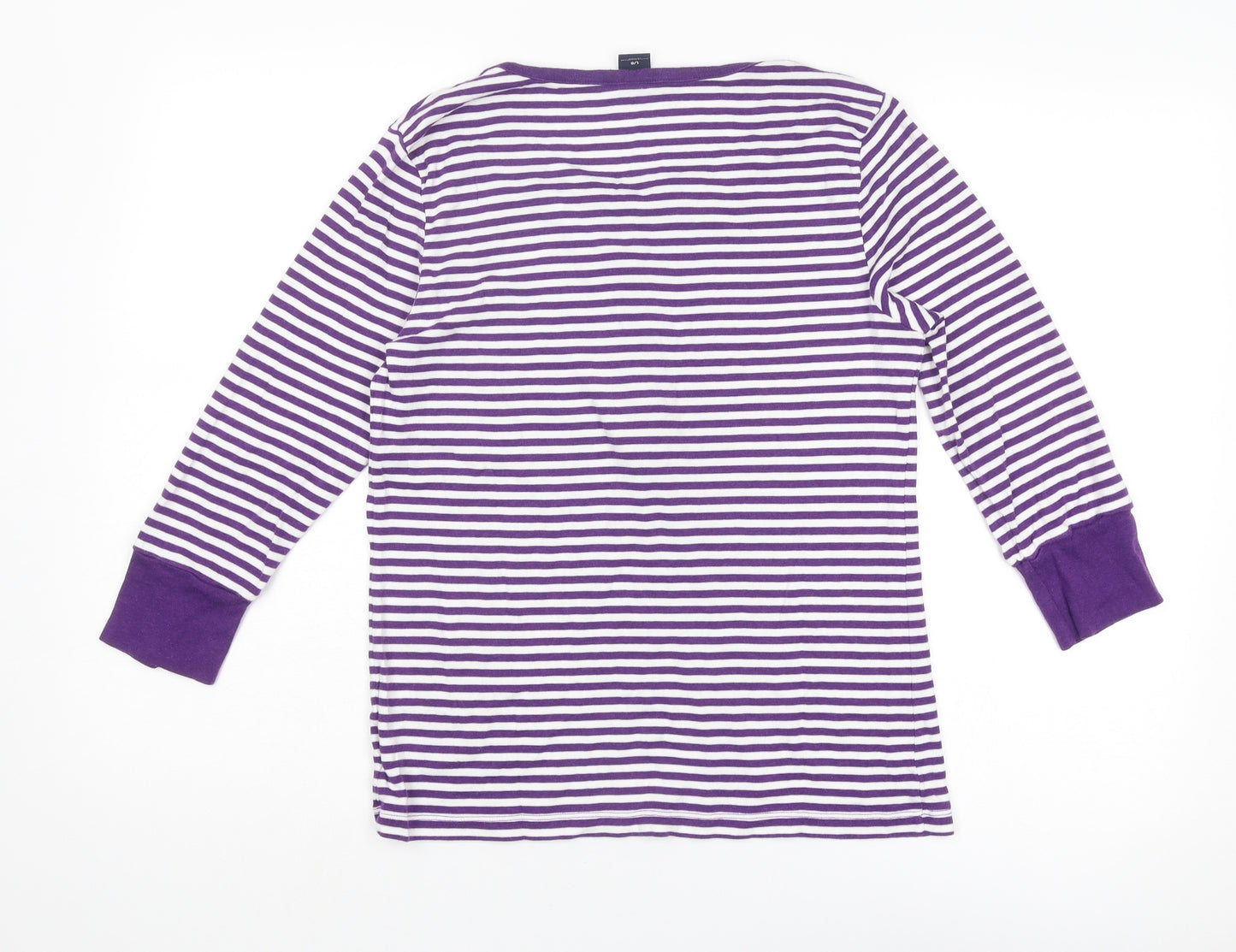 Gap Womens Purple Striped Cotton Basic T-Shirt Size L V-Neck