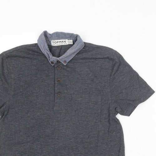 Topman Mens Grey Polyester Polo Size XS Collared Button