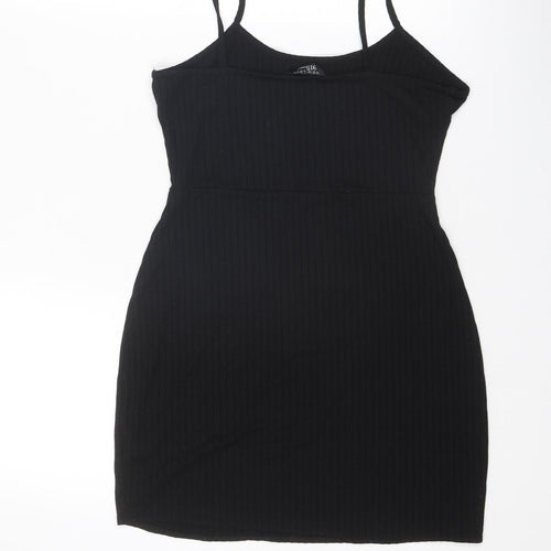 New Look Girls Black Polyester Tank Dress Size 12-13 Years Scoop Neck Pullover