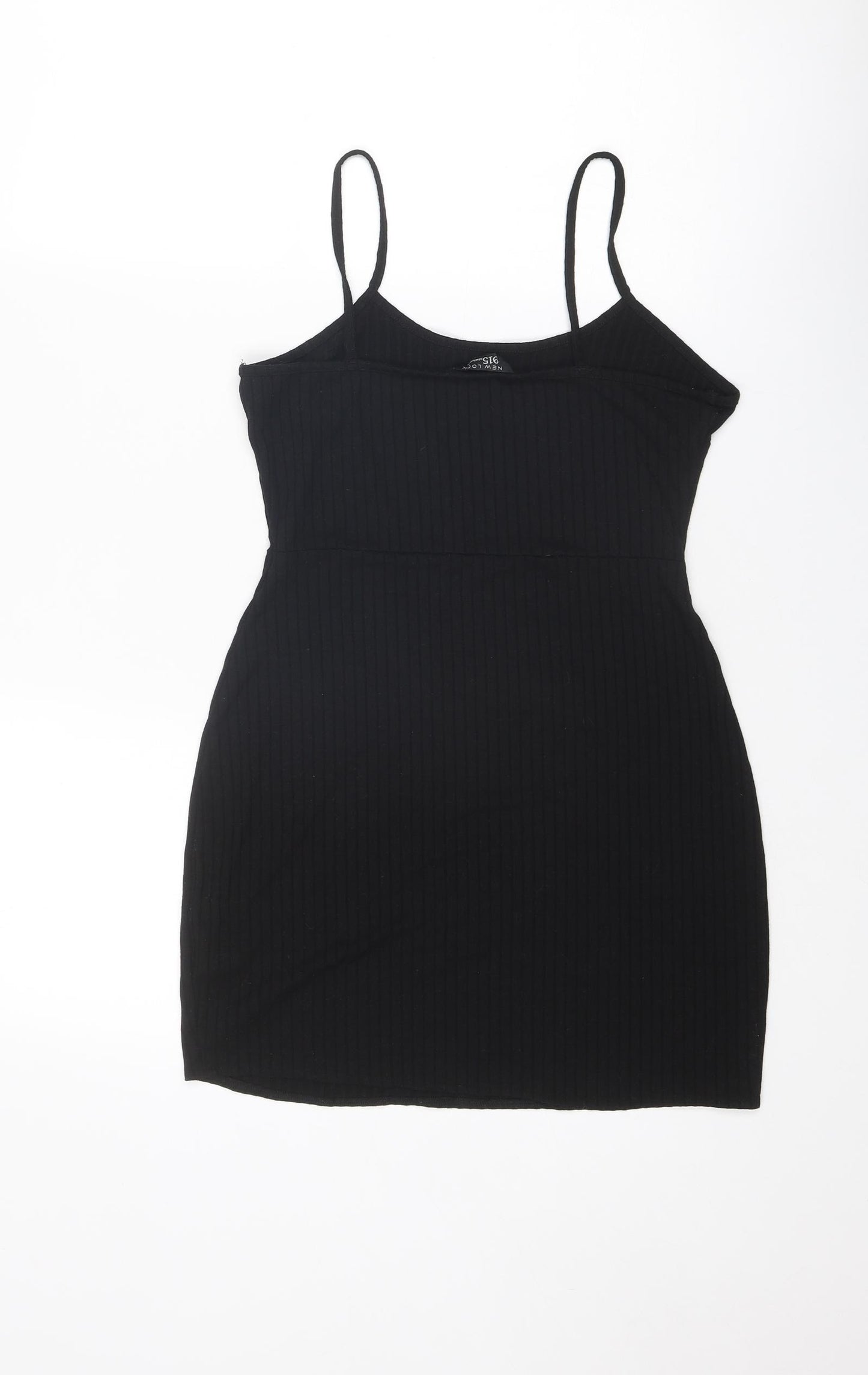 New Look Girls Black Polyester Tank Dress Size 12-13 Years Scoop Neck Pullover