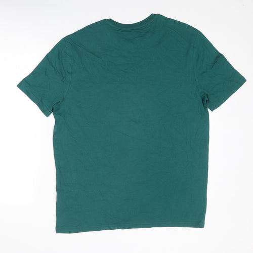 Marks and Spencer Mens Green Cotton T-Shirt Size M Round Neck - Christmas Gin-Gle all The Way