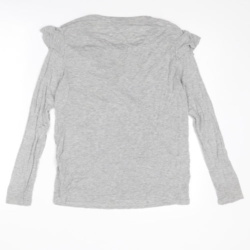 Topshop Womens Grey Viscose Basic T-Shirt Size 8 Round Neck