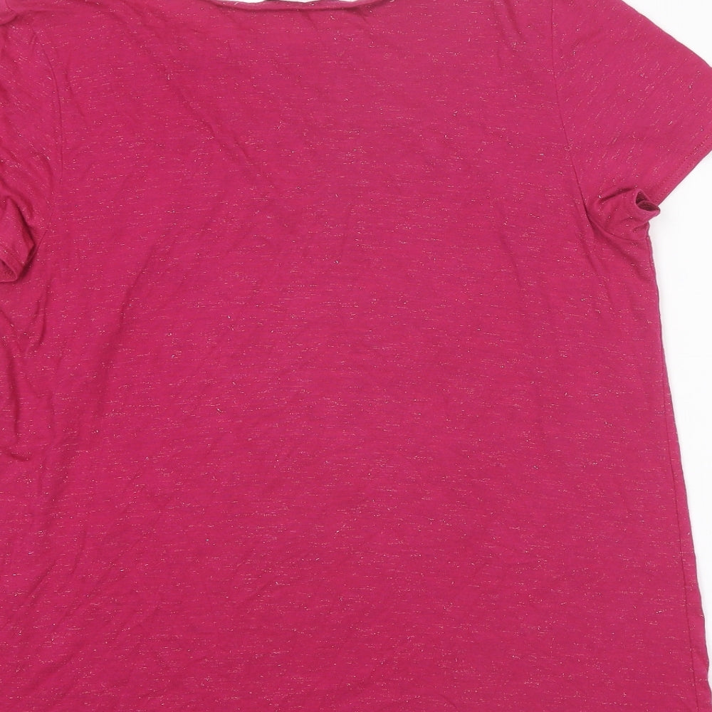 NEXT Womens Pink Viscose Basic T-Shirt Size 14 Round Neck