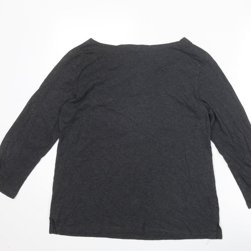 Hush Womens Grey Cotton Basic T-Shirt Size M Round Neck - Diamond