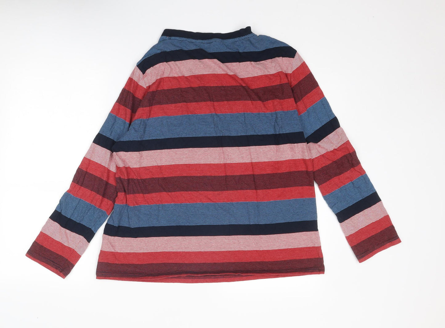 Damart Womens Multicoloured Striped Cotton Basic T-Shirt Size XL V-Neck