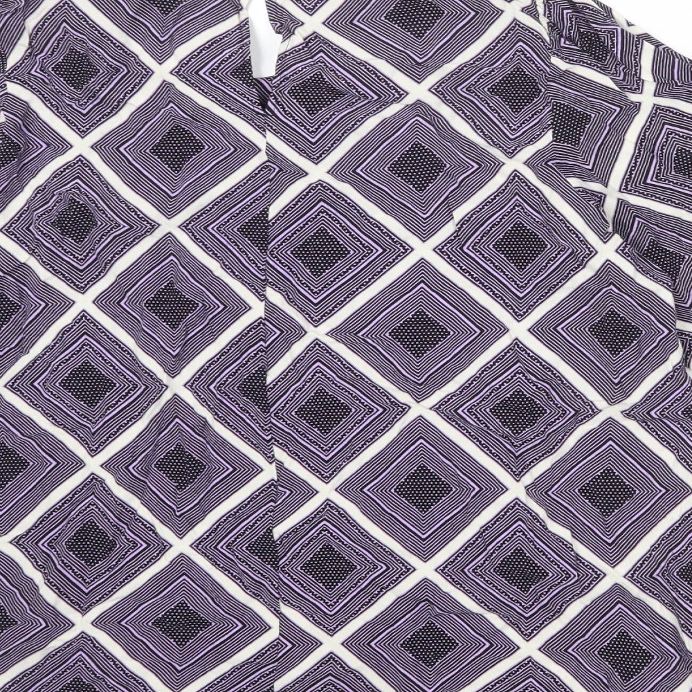 Marks and Spencer Womens Multicoloured Geometric Viscose Basic Blouse Size 14 Round Neck