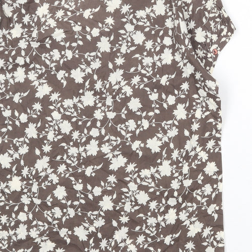 DASH Womens Brown Floral 100% Cotton Basic Button-Up Size 20 Square Neck