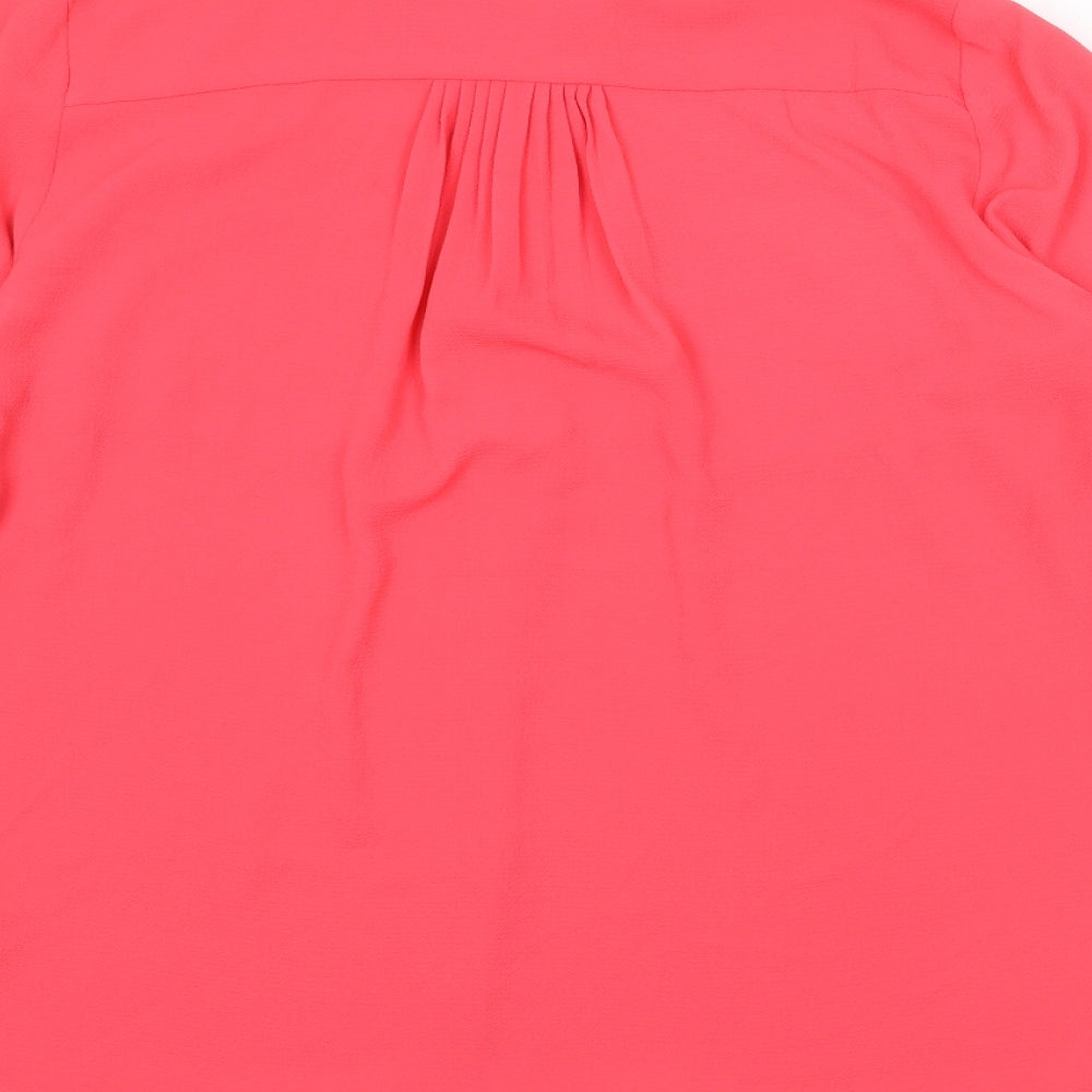 NEXT Womens Pink Polyester Basic Button-Up Size 16 Collared