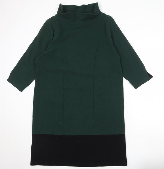 Laura Ashley Womens Green Polyester Jumper Dress Size 14 Mock Neck Pullover