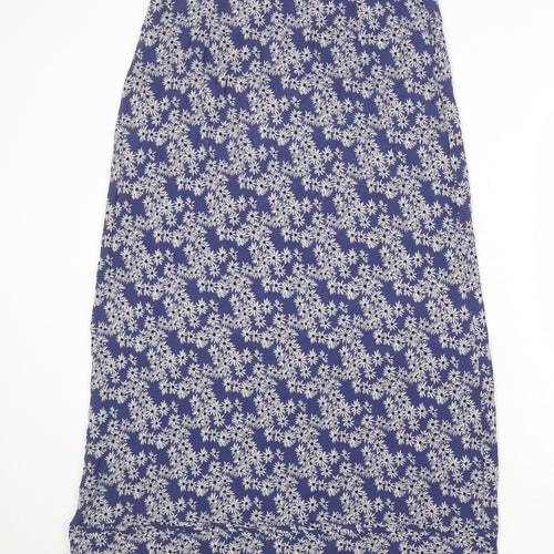 Monsoon Womens Blue Floral Viscose A-Line Skirt Size 16 Button