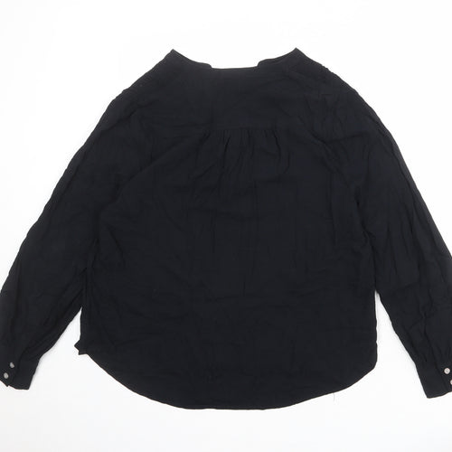 Marks and Spencer Womens Black Viscose Basic Blouse Size 16 V-Neck