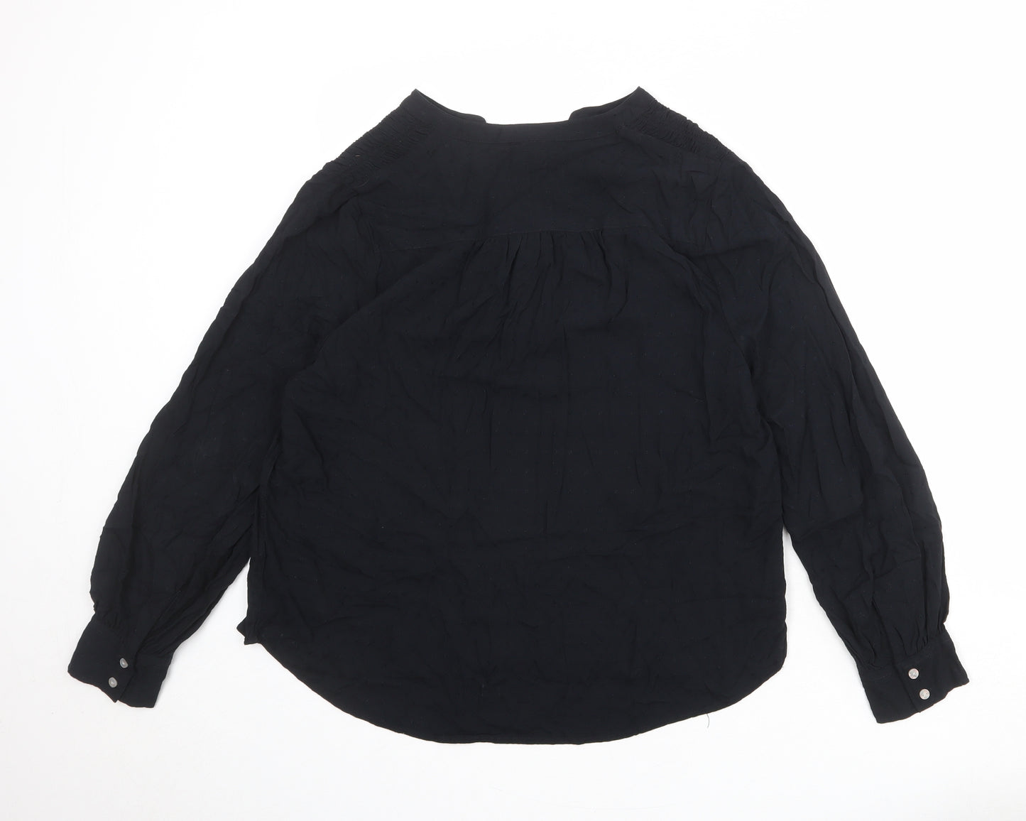 Marks and Spencer Womens Black Viscose Basic Blouse Size 16 V-Neck